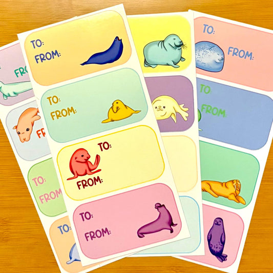 Colorful seal gift tag sticker sheets 16 tags