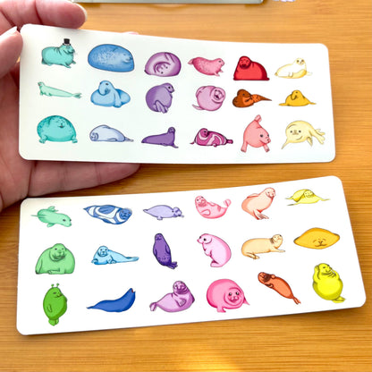 mini seal sticker sheet glossy vinyl stickers for rewards, party favors, collecting, crafts, charts, 36 stickers