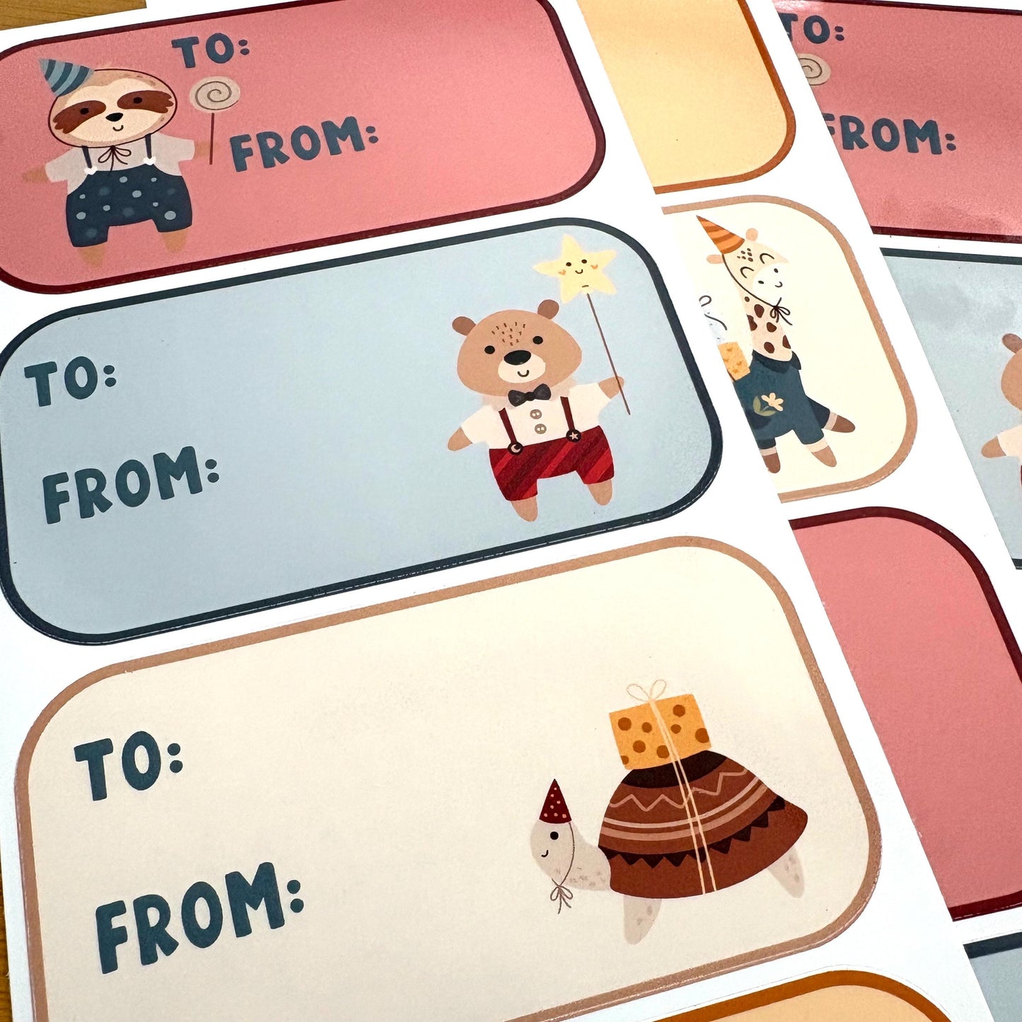 cute birthday animals gift tag sticker sheets 16 tags