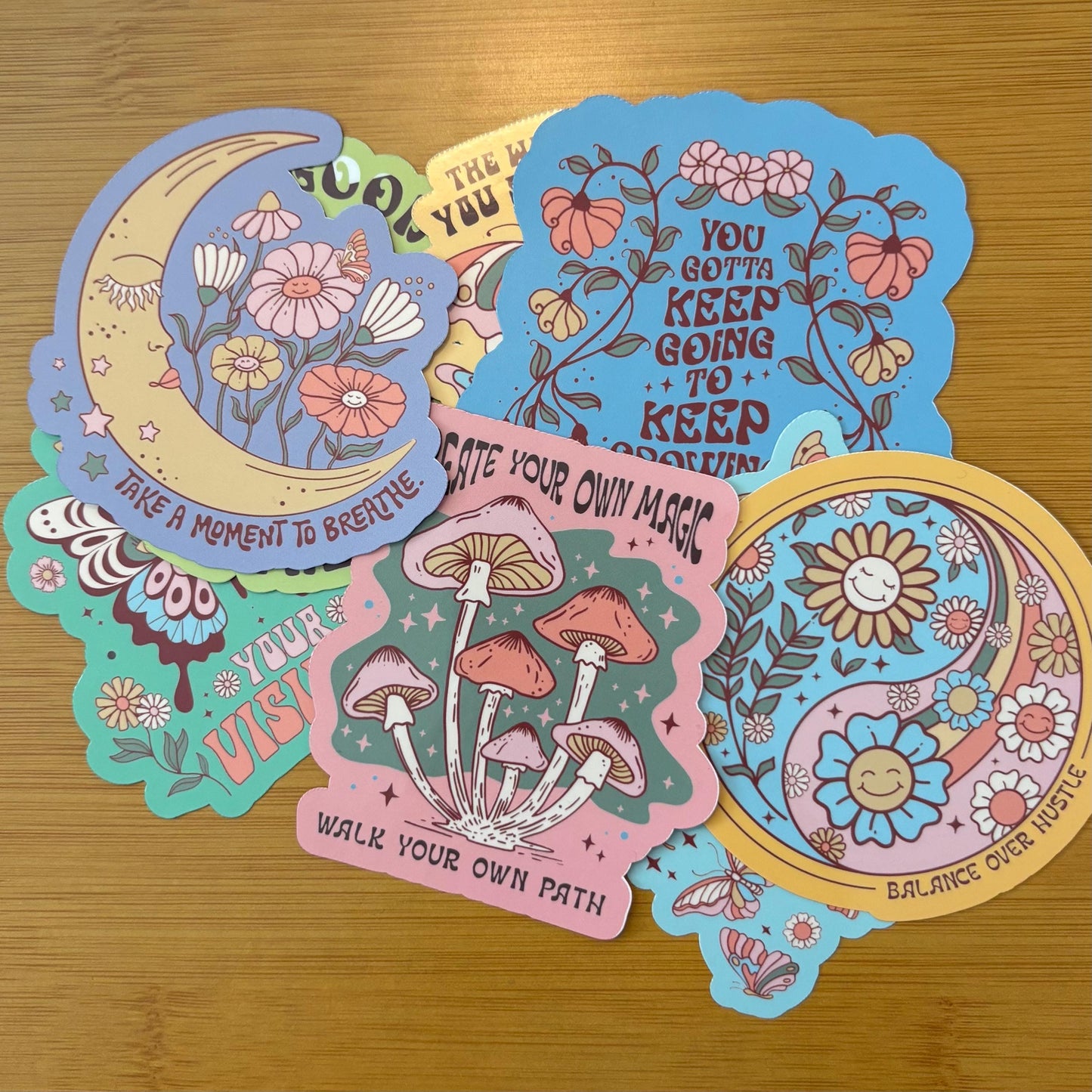 Boho style large inspirational motivational glossy vinyl waterproof stickers