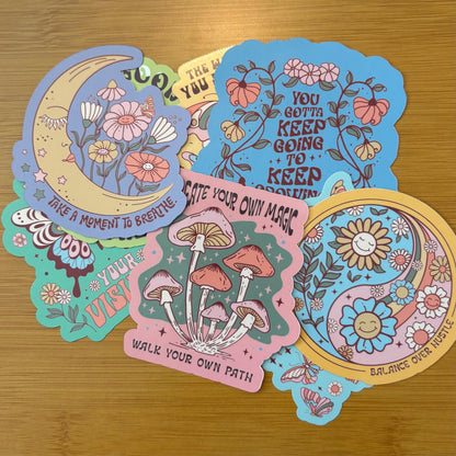 Boho style large inspirational motivational glossy vinyl waterproof stickers