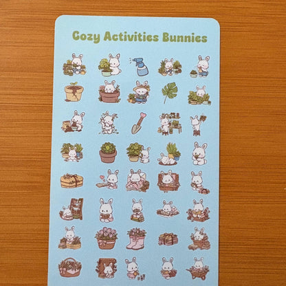 tiny kawaii cat, bear, bunny sticker sheet glossy vinyl stickers for classroom rewards, party favors, charts, journaling