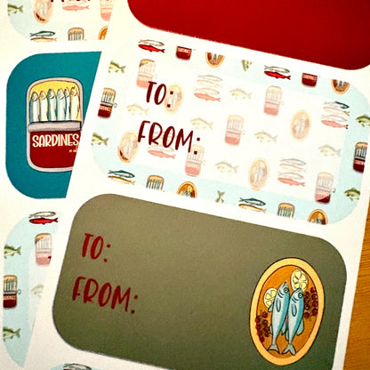 fish dinner gift tag sticker sheets 16 tags