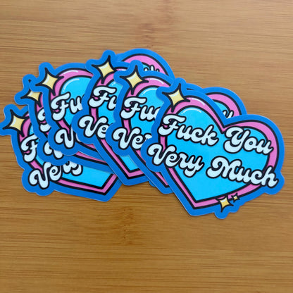 Fuck you very much heart sticker durable glossy vinyl laptop water bottle decal
