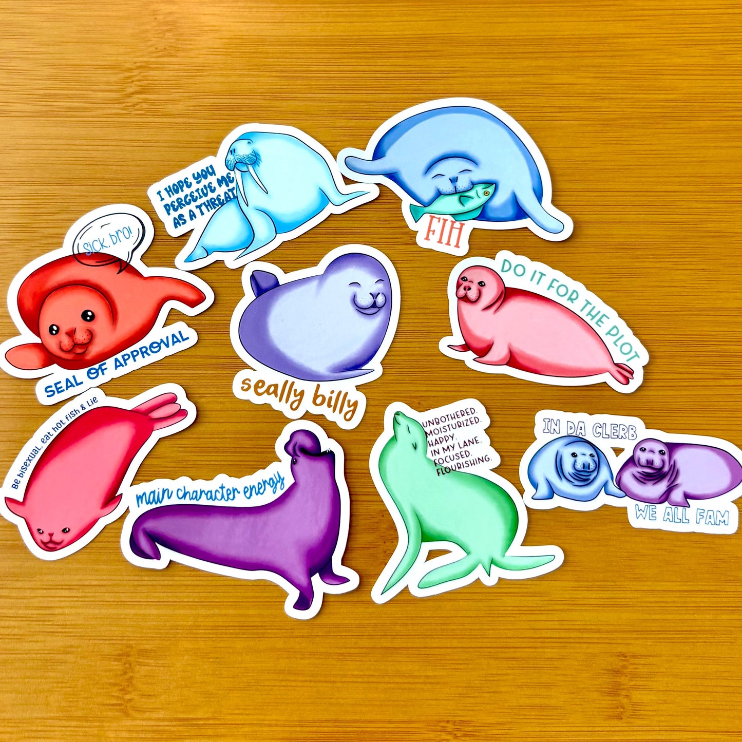 Fih - chubby seal 3” glossy vinyl laptop water bottle sticker decal