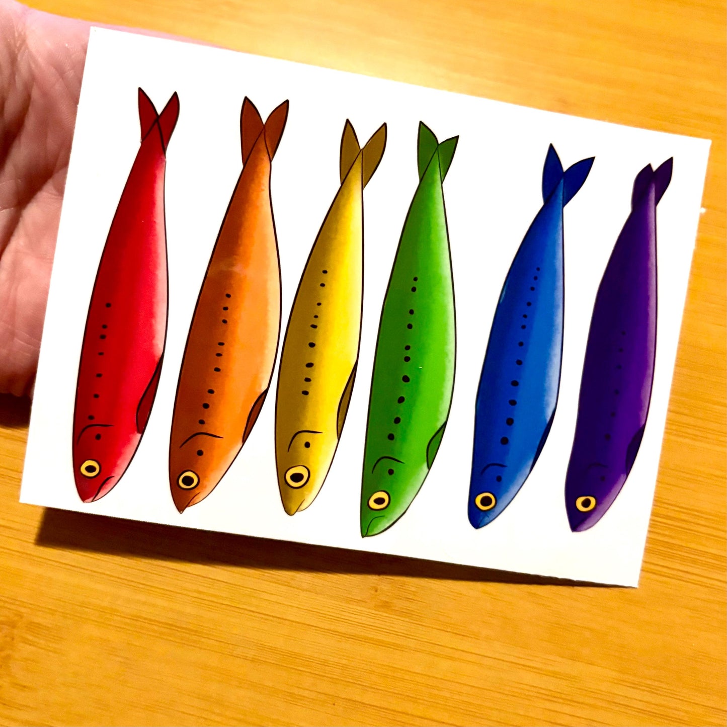 rainbow sardine sticker sheet glossy vinyl stickers
