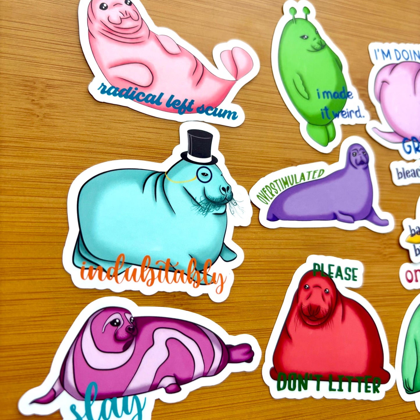 seal party 2 sticker pack glossy vinyl laptop water bottle decal