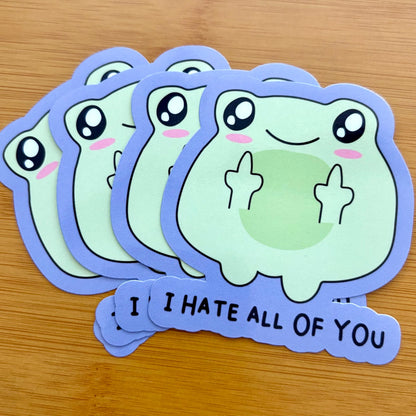 I hate all of you frog sticker durable glossy vinyl laptop water bottle decal