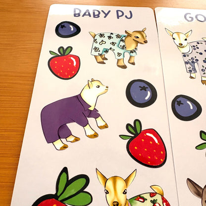 pajama goats sticker sheet glossy vinyl stickers