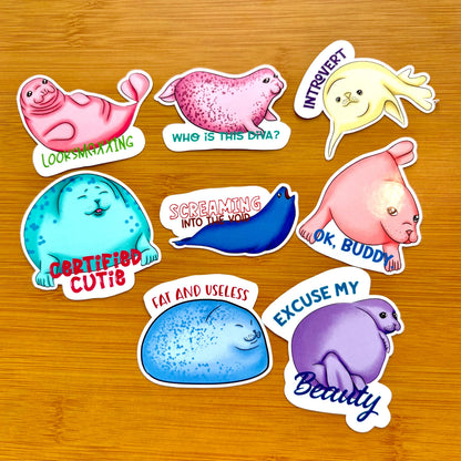 seal party sticker pack glossy vinyl laptop water bottle decal