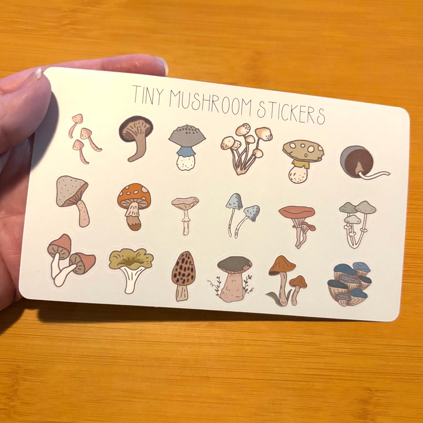 tiny mushrooms sticker sheet glossy vinyl stickers for rewards, party favors, collecting, crafts, charts, 18 stickers