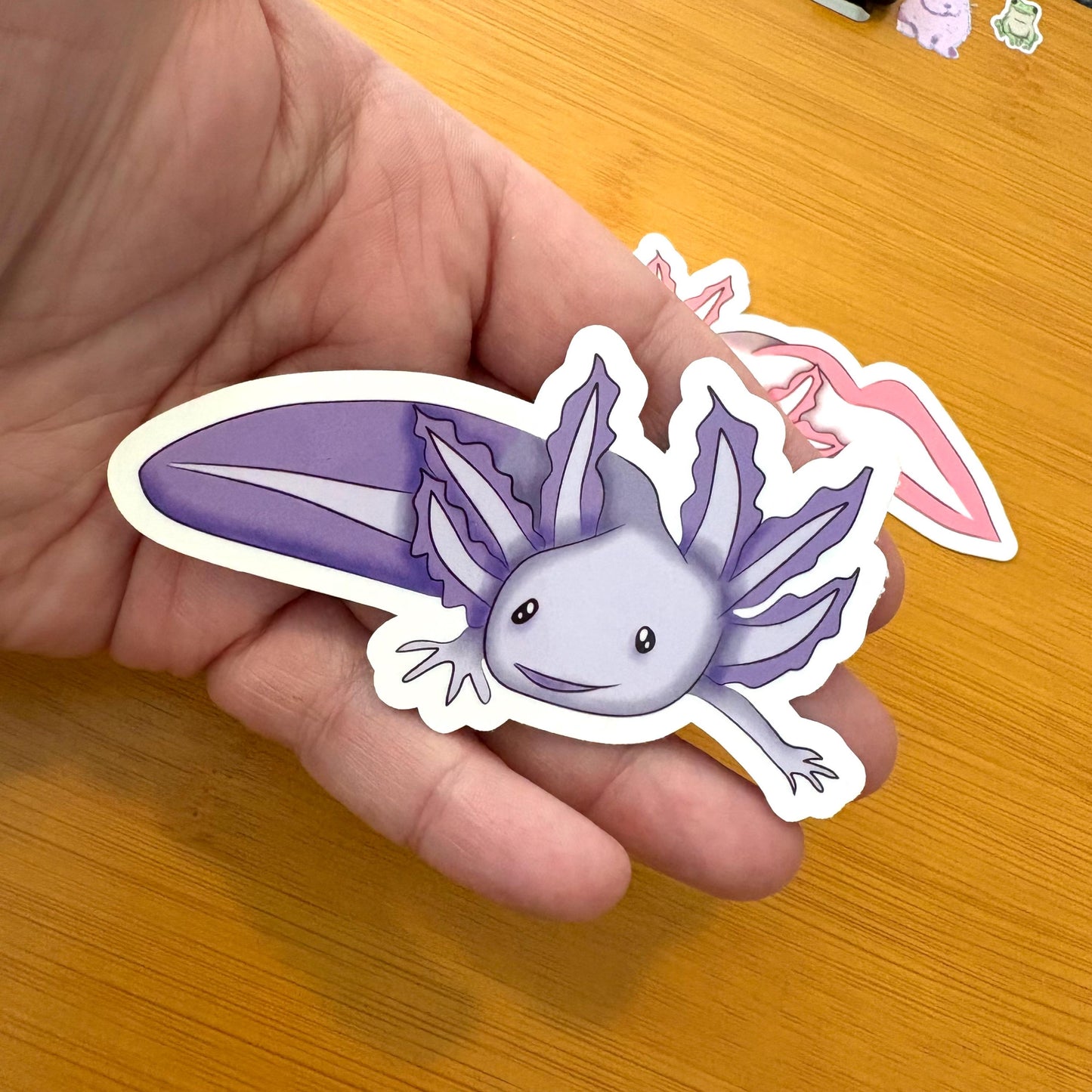 axolotl glossy vinyl laptop water bottle sticker decal