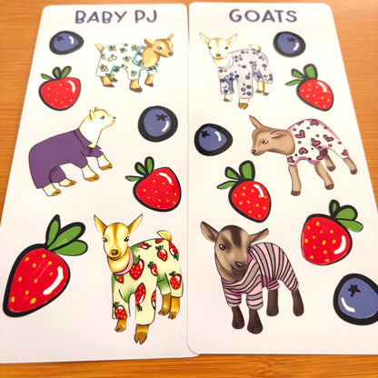 pajama goats sticker sheet glossy vinyl stickers