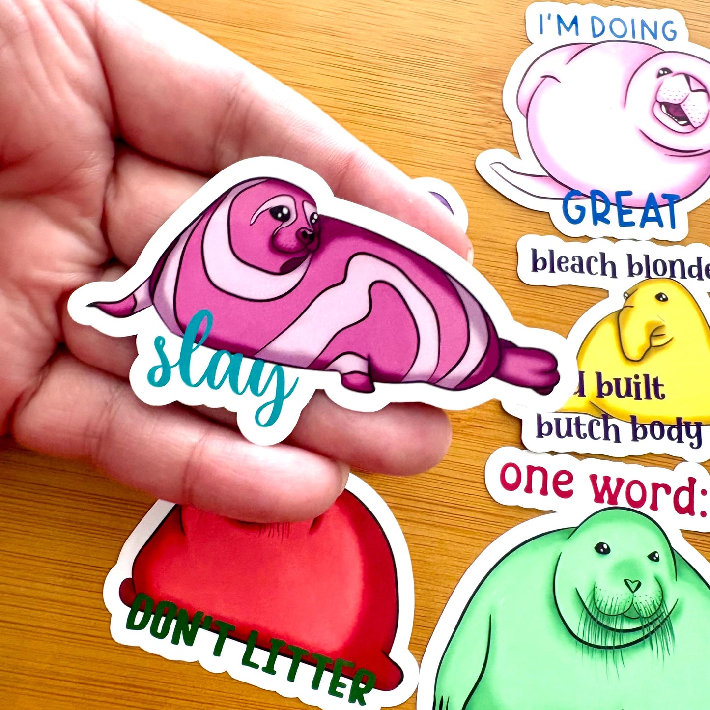 seal party 2 sticker pack glossy vinyl laptop water bottle decal