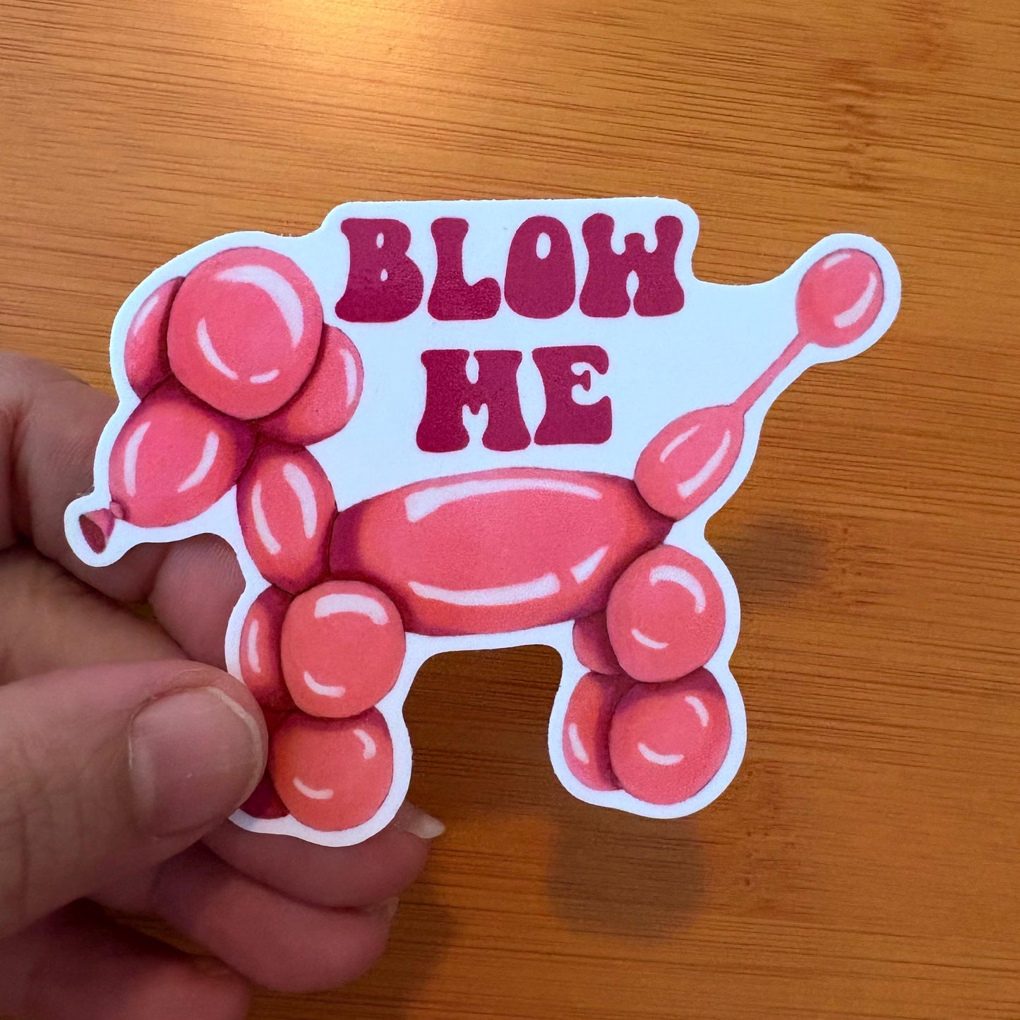 blow me balloon dog poodle 3” glossy vinyl laptop water bottle sticker decal