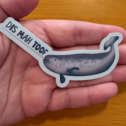 Dis mah toof funny narwhal 3” glossy vinyl laptop water bottle sticker decal