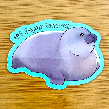 Number 1 Super Weaner elephant seal pup sticker glossy vinyl laptop water bottle sticker decal