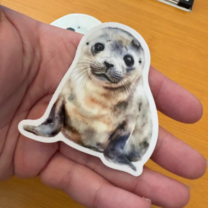adorable watercolor seal & sea lion sticker pack glossy durable vinyl laptop water bottle decal