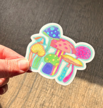 Magic mushrooms 3” matte vinyl laptop water bottle sticker decal