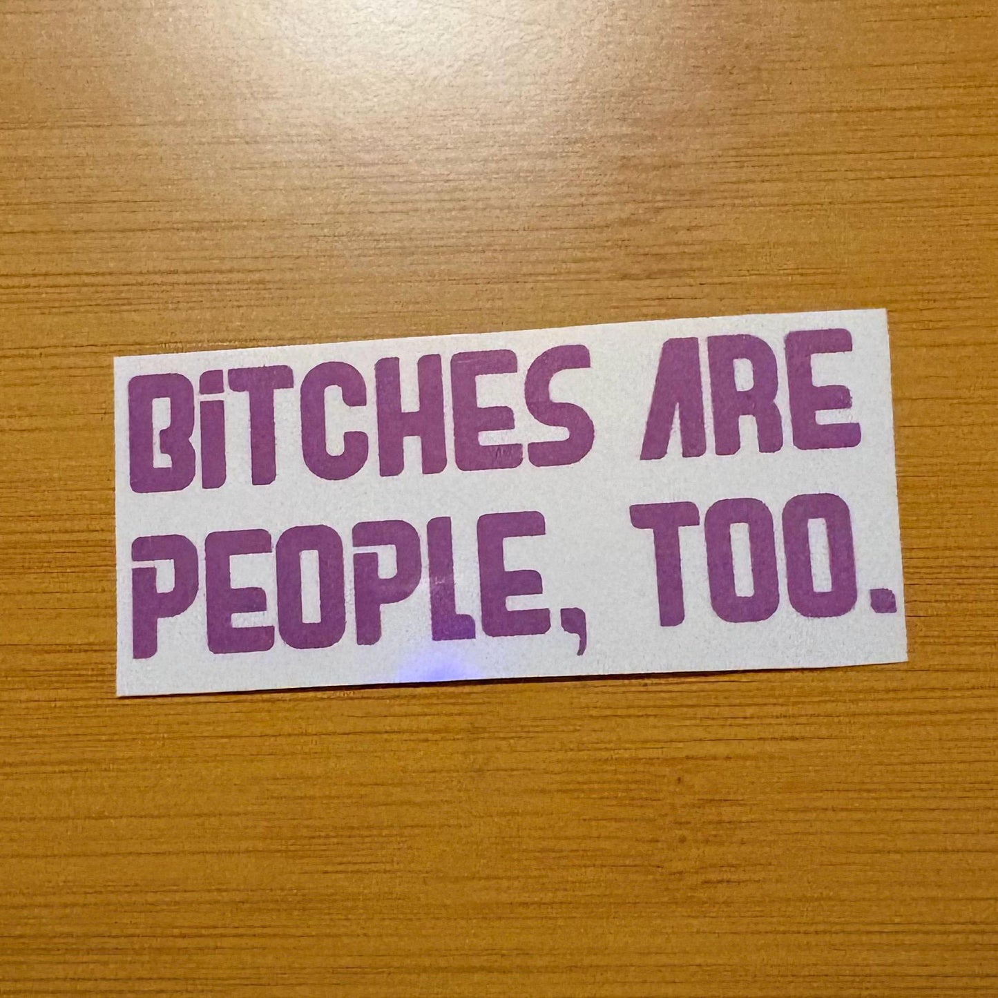 Bitches are people too sticker durable glossy vinyl laptop water bottle decal