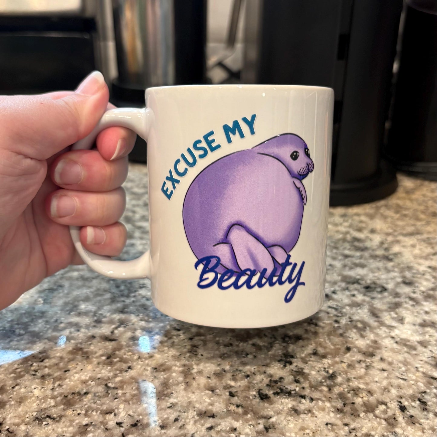 Excuse My Beauty purple seal 11oz Coffee Mug