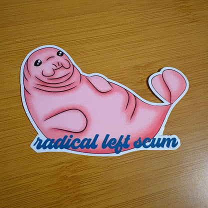 radical left scum seal 3.5” glossy vinyl laptop water bottle sticker decal