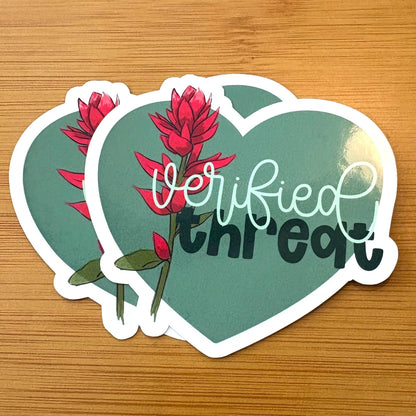 verified threat heart glossy vinyl laptop water bottle sticker decal
