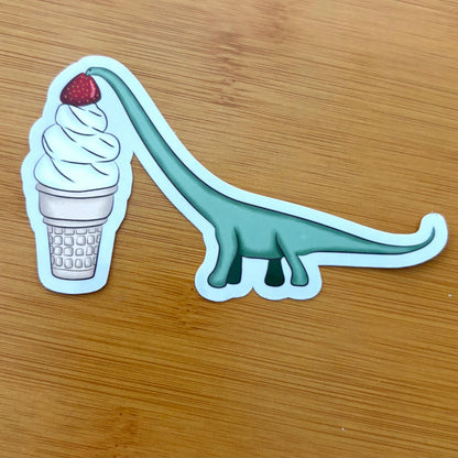 Ice cream diplodocus 4” glossy vinyl laptop water bottle sticker decal