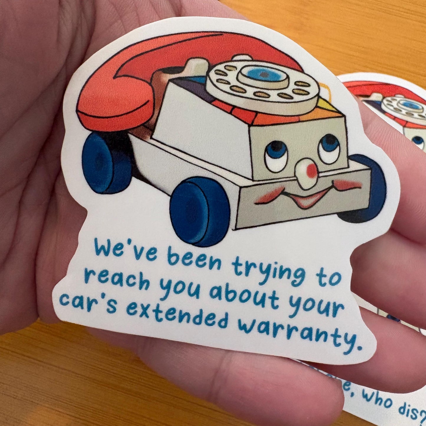 extended warranty retro toy phone 3” glossy vinyl waterproof sticker