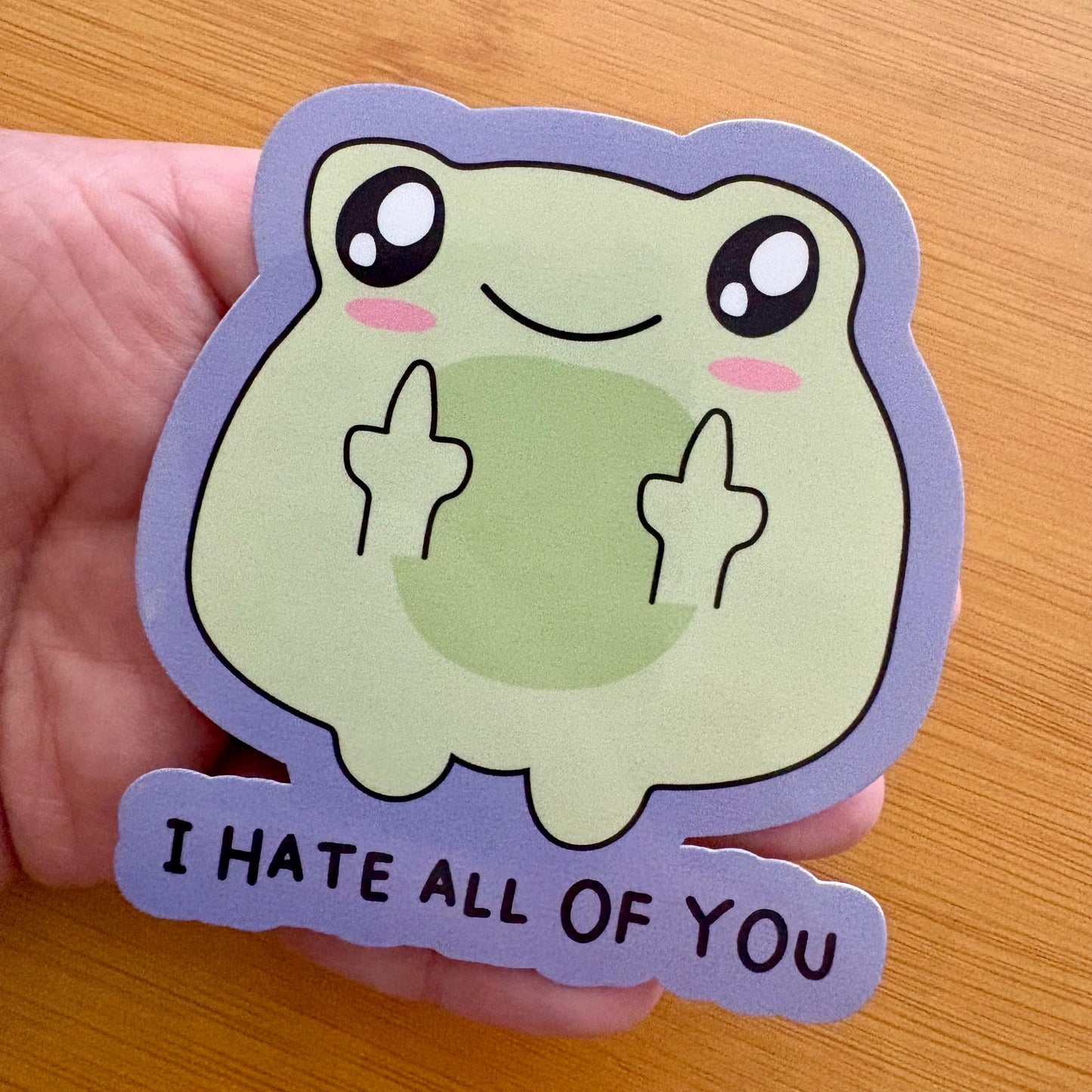 I hate all of you frog sticker durable glossy vinyl laptop water bottle decal