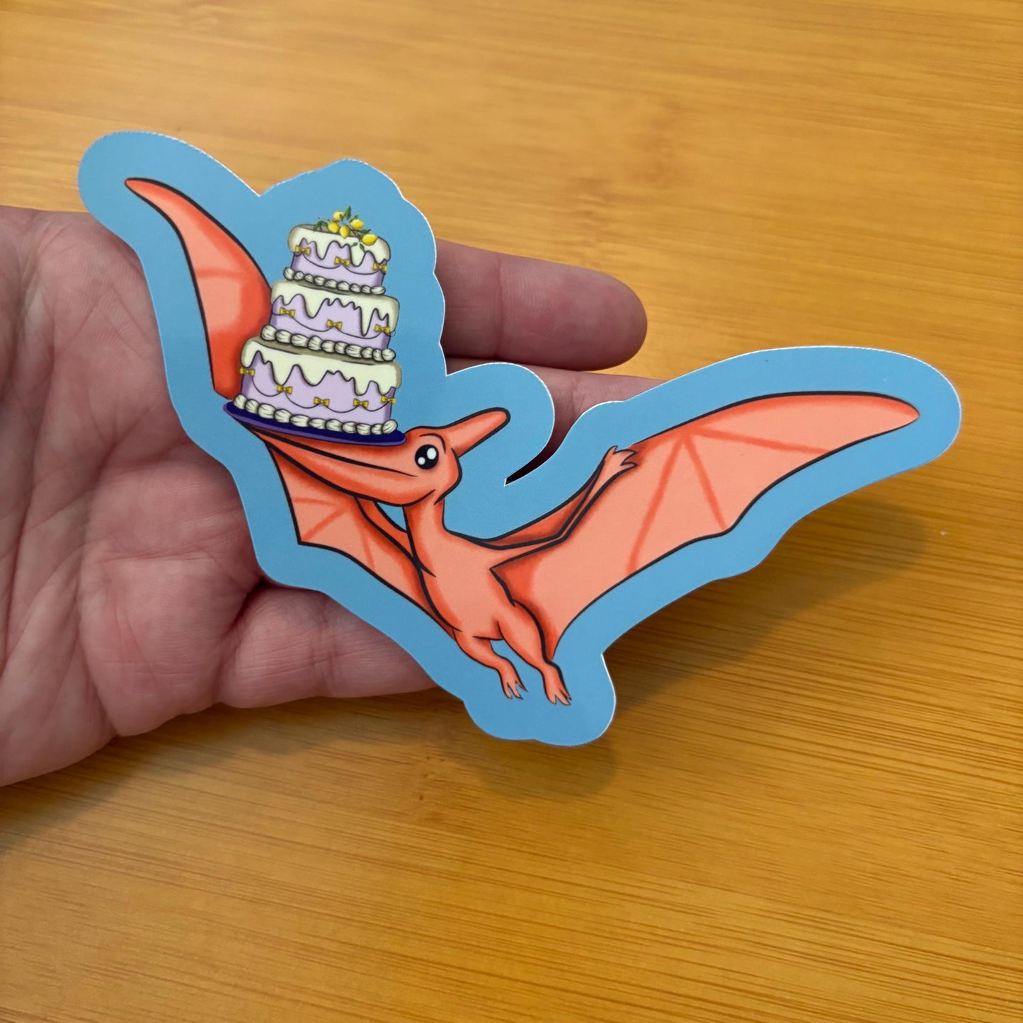 Cake delivery pterodactyl 4” glossy vinyl laptop water bottle sticker decal