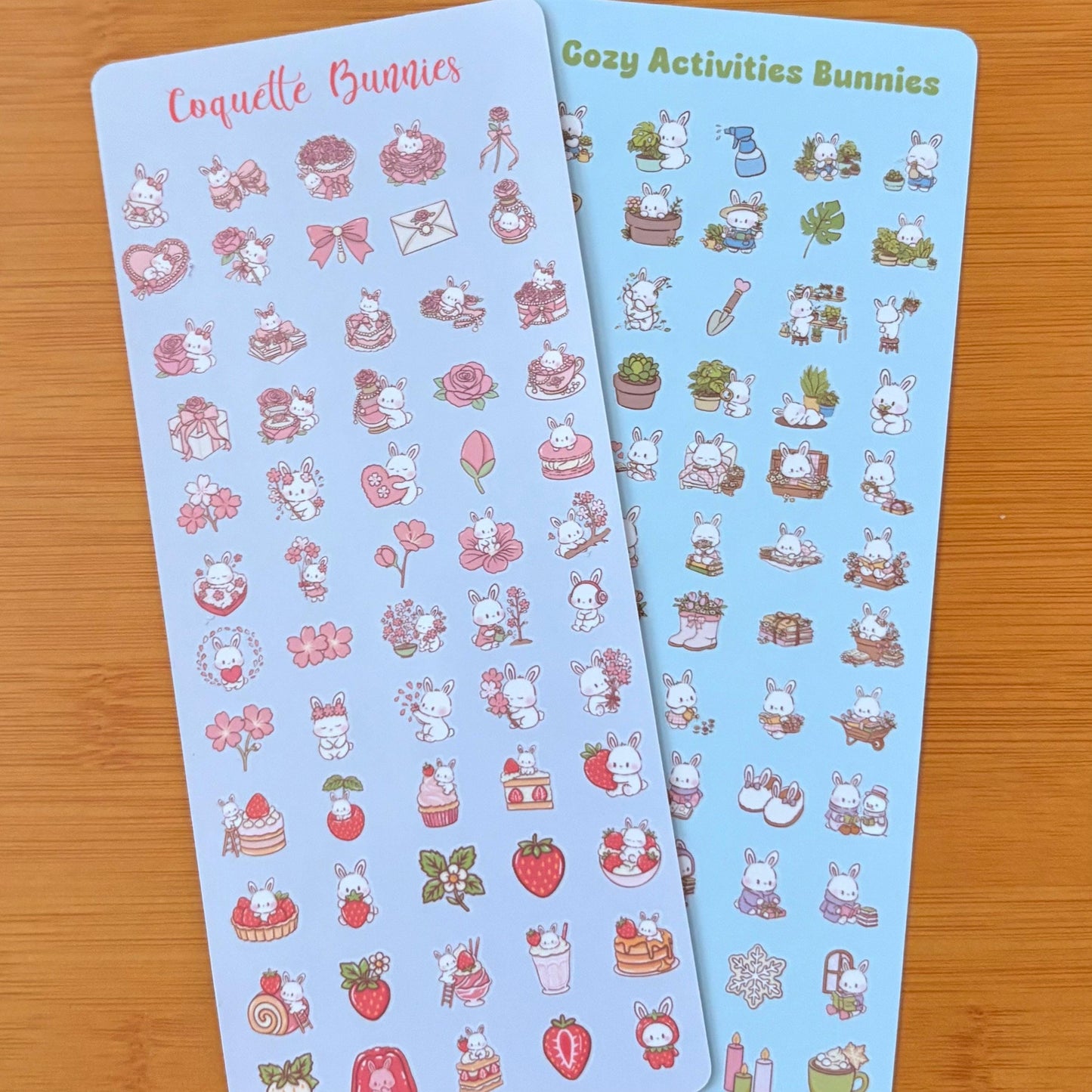 tiny kawaii cat, bear, bunny sticker sheet glossy vinyl stickers for classroom rewards, party favors, charts, journaling