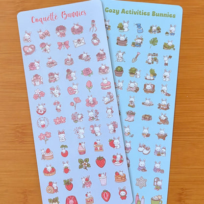 tiny kawaii cat, bear, bunny sticker sheet glossy vinyl stickers for classroom rewards, party favors, charts, journaling