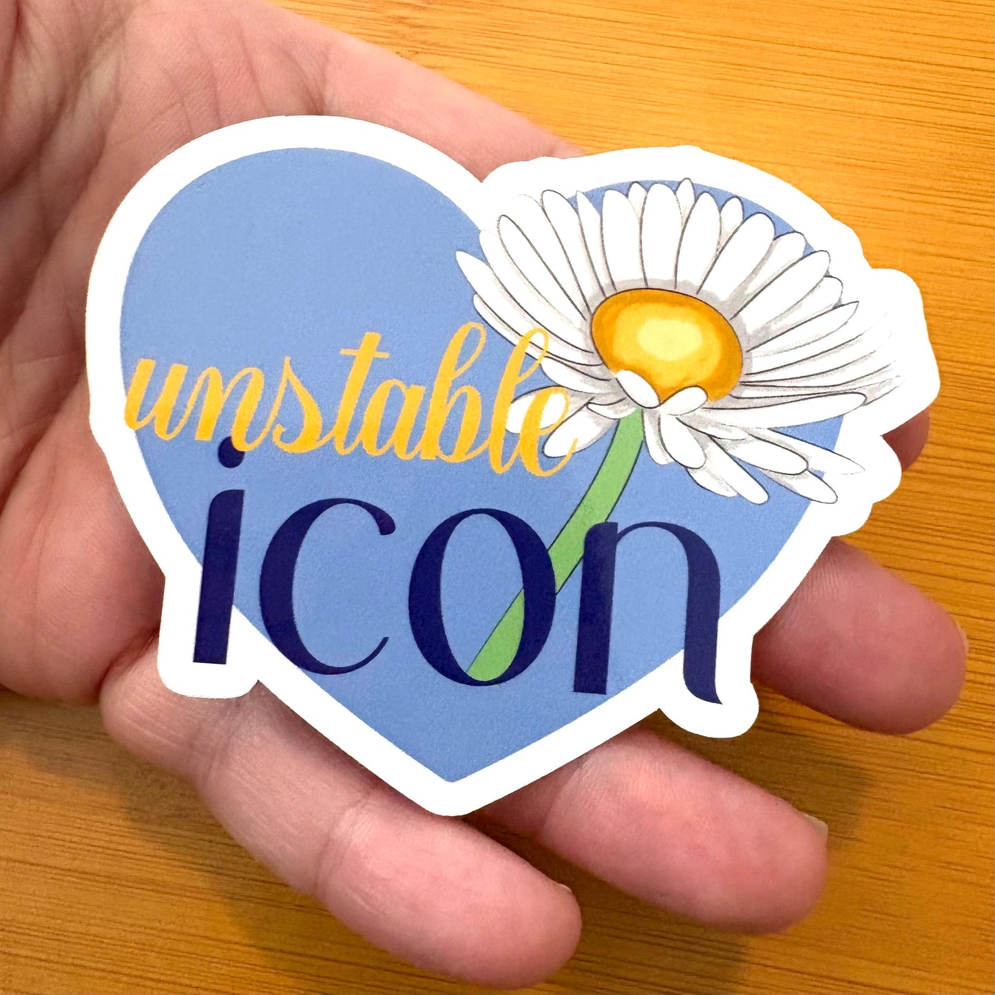 unstable icon daisy heart glossy vinyl laptop water bottle sticker decal