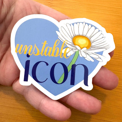 unstable icon daisy heart glossy vinyl laptop water bottle sticker decal