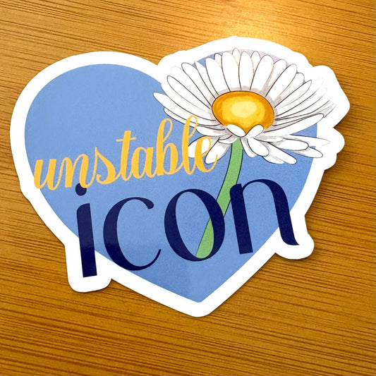 unstable icon daisy heart glossy vinyl laptop water bottle sticker decal