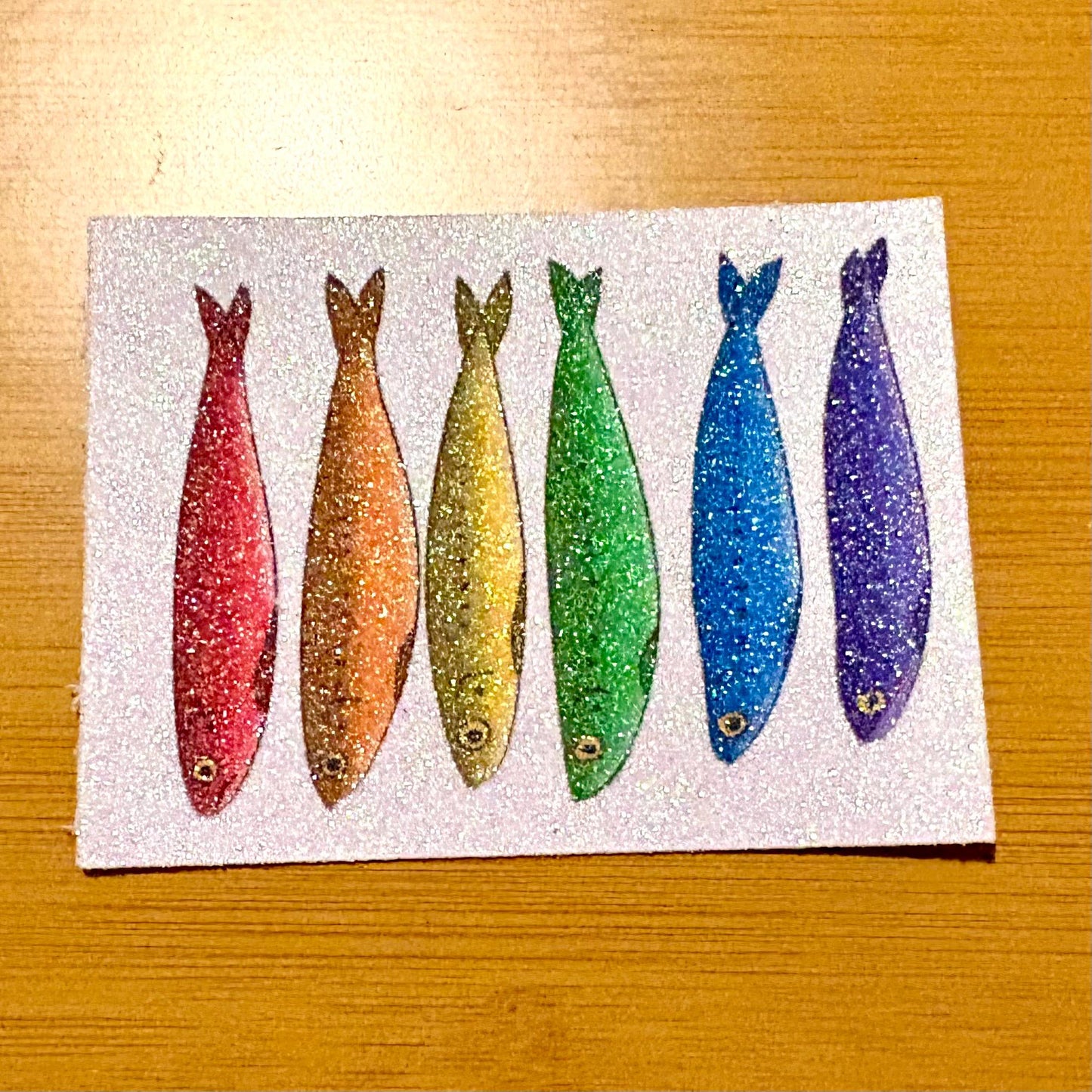 glitter rainbow sardine sticker sheet glossy vinyl stickers