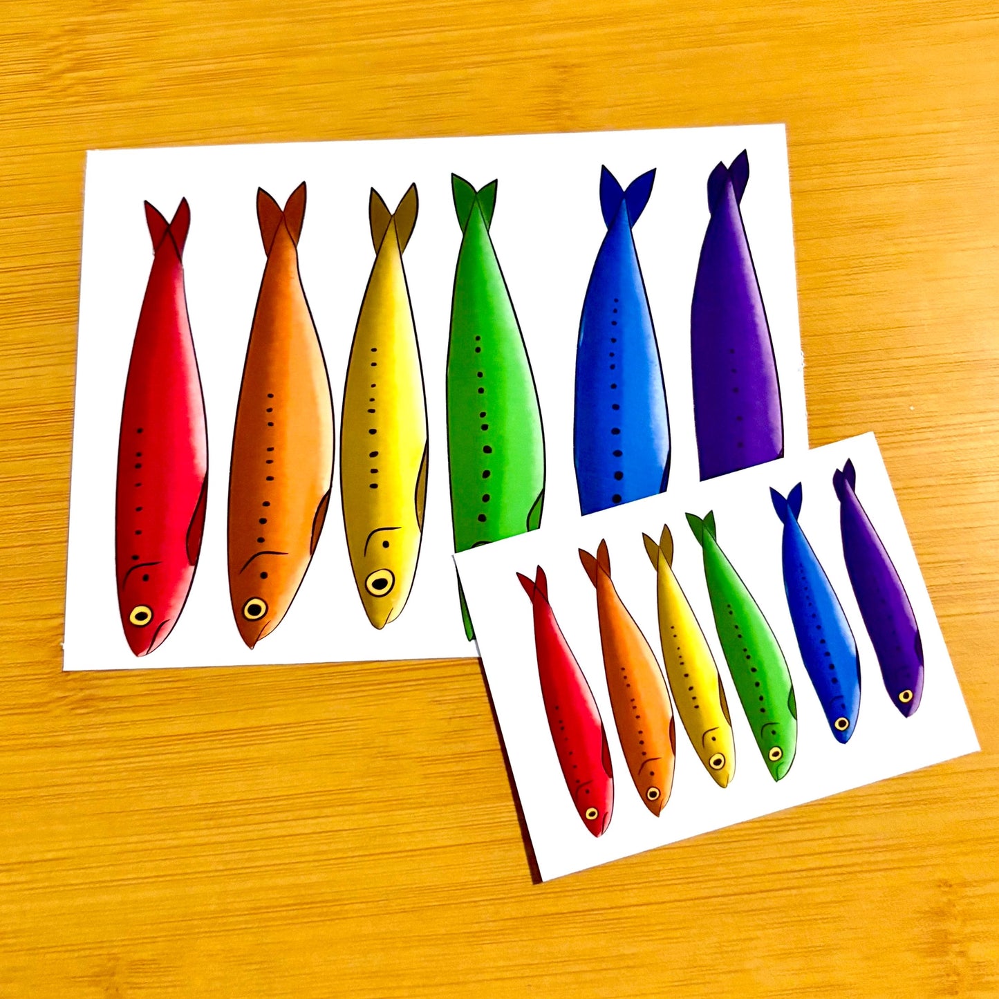 rainbow sardine sticker sheet glossy vinyl stickers