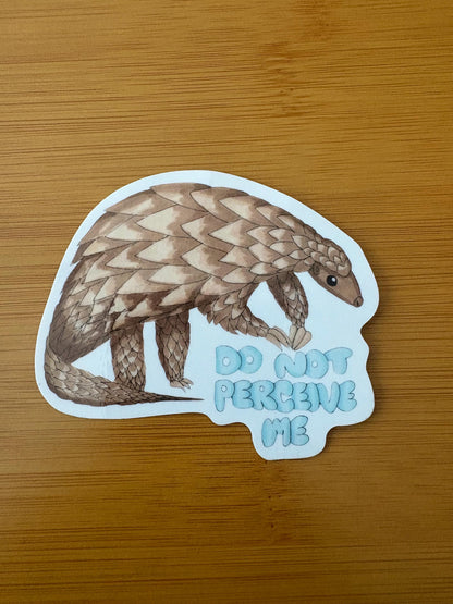 do not perceive me pangolin 3” glossy vinyl laptop water bottle sticker decal