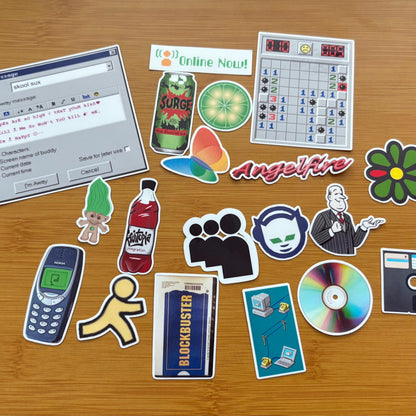 Y2K Millennial sticker pack glossy vinyl laptop water bottle decal
