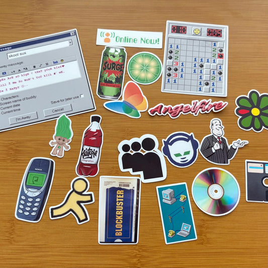 Y2K Millennial sticker pack glossy vinyl laptop water bottle decal
