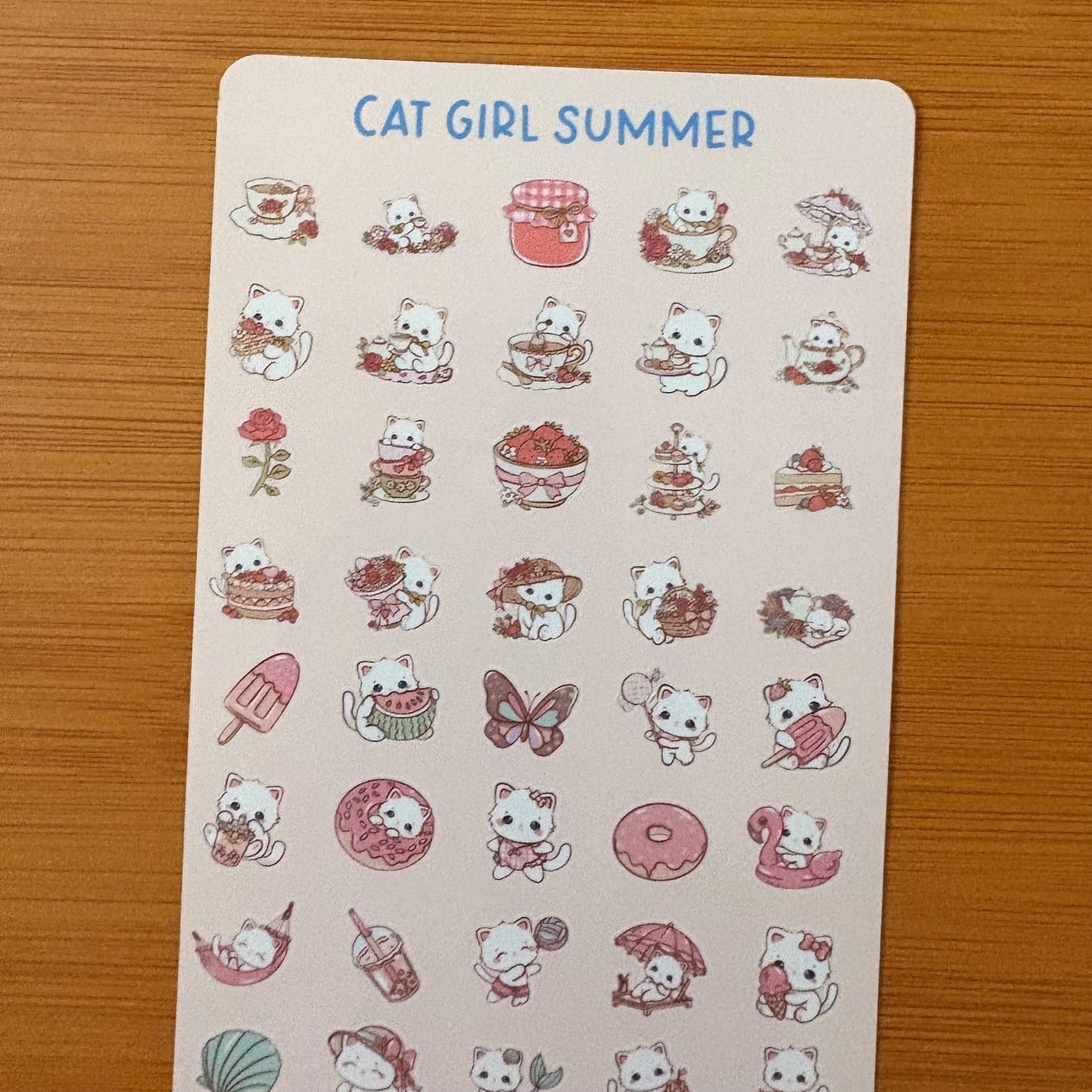 tiny kawaii cat, bear, bunny sticker sheet glossy vinyl stickers for classroom rewards, party favors, charts, journaling