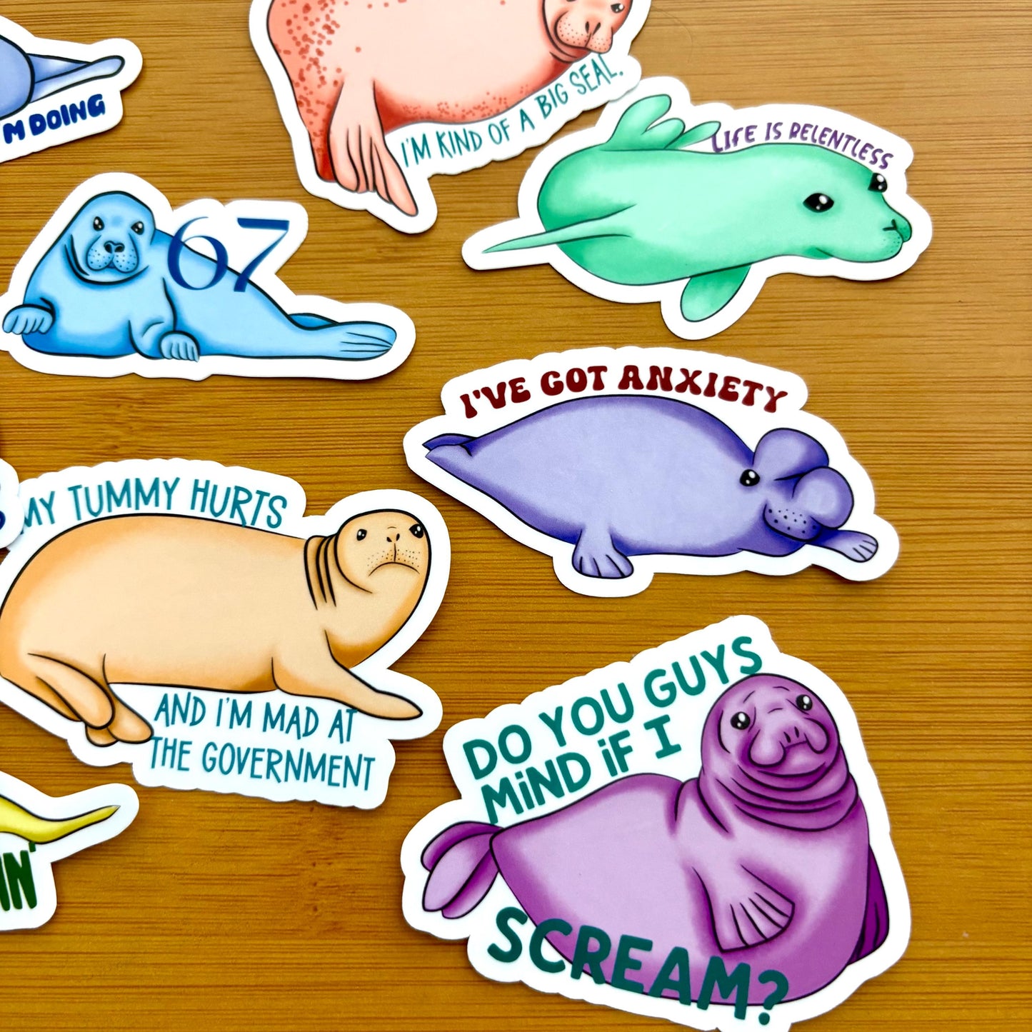 seal party 3 sticker pack glossy vinyl laptop water bottle decal