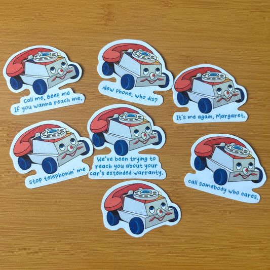extended warranty retro toy phone 3” glossy vinyl waterproof sticker