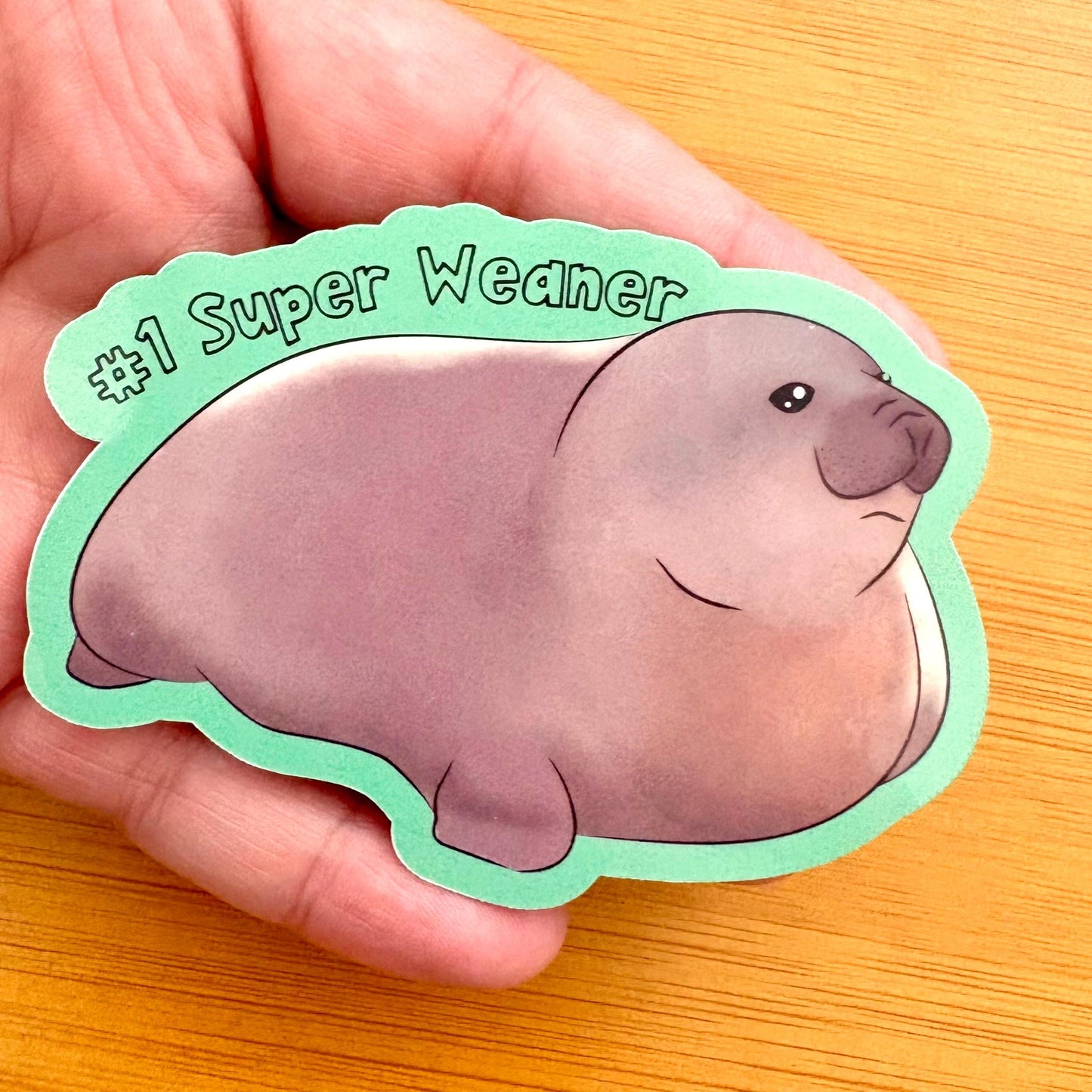 Number 1 Super Weaner elephant seal pup sticker glossy vinyl laptop water bottle sticker decal
