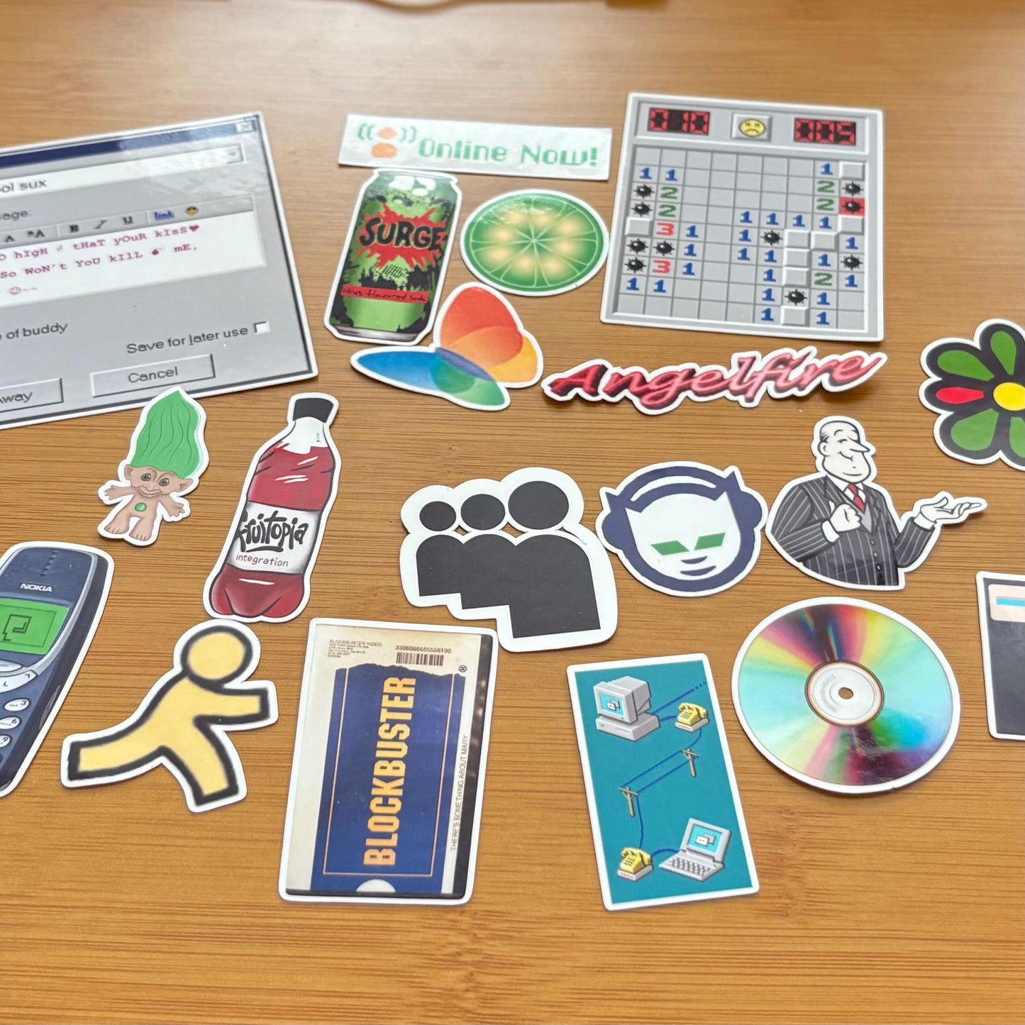 Y2K Millennial sticker pack glossy vinyl laptop water bottle decal