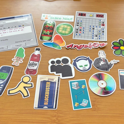 Y2K Millennial sticker pack glossy vinyl laptop water bottle decal