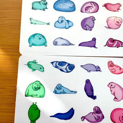 mini seal sticker sheet glossy vinyl stickers for rewards, party favors, collecting, crafts, charts, 36 stickers