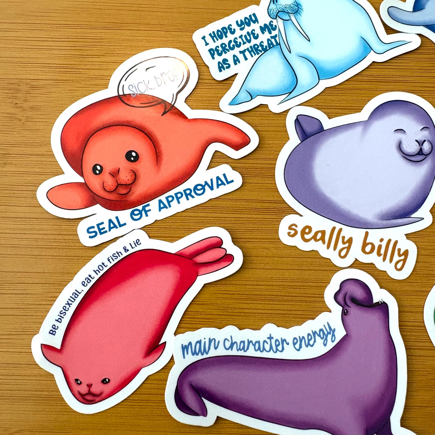 seal party 5 sticker pack glossy vinyl laptop water bottle decal