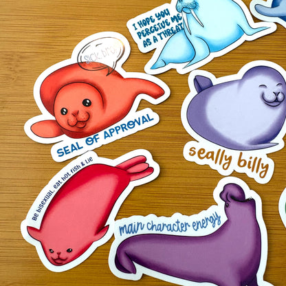 seal party 5 sticker pack glossy vinyl laptop water bottle decal